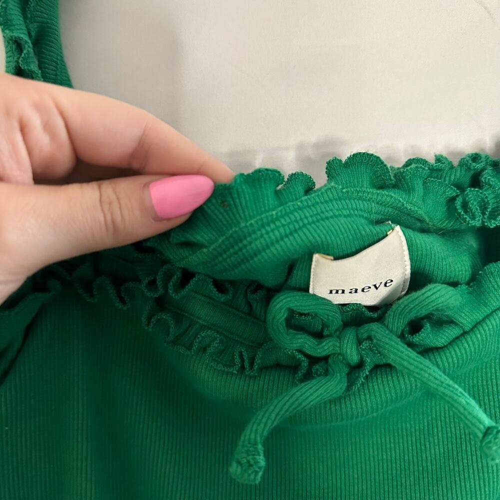 Maeve Anthropologie Ruffled Cami Top Green Size Large - Picture 4 of 5